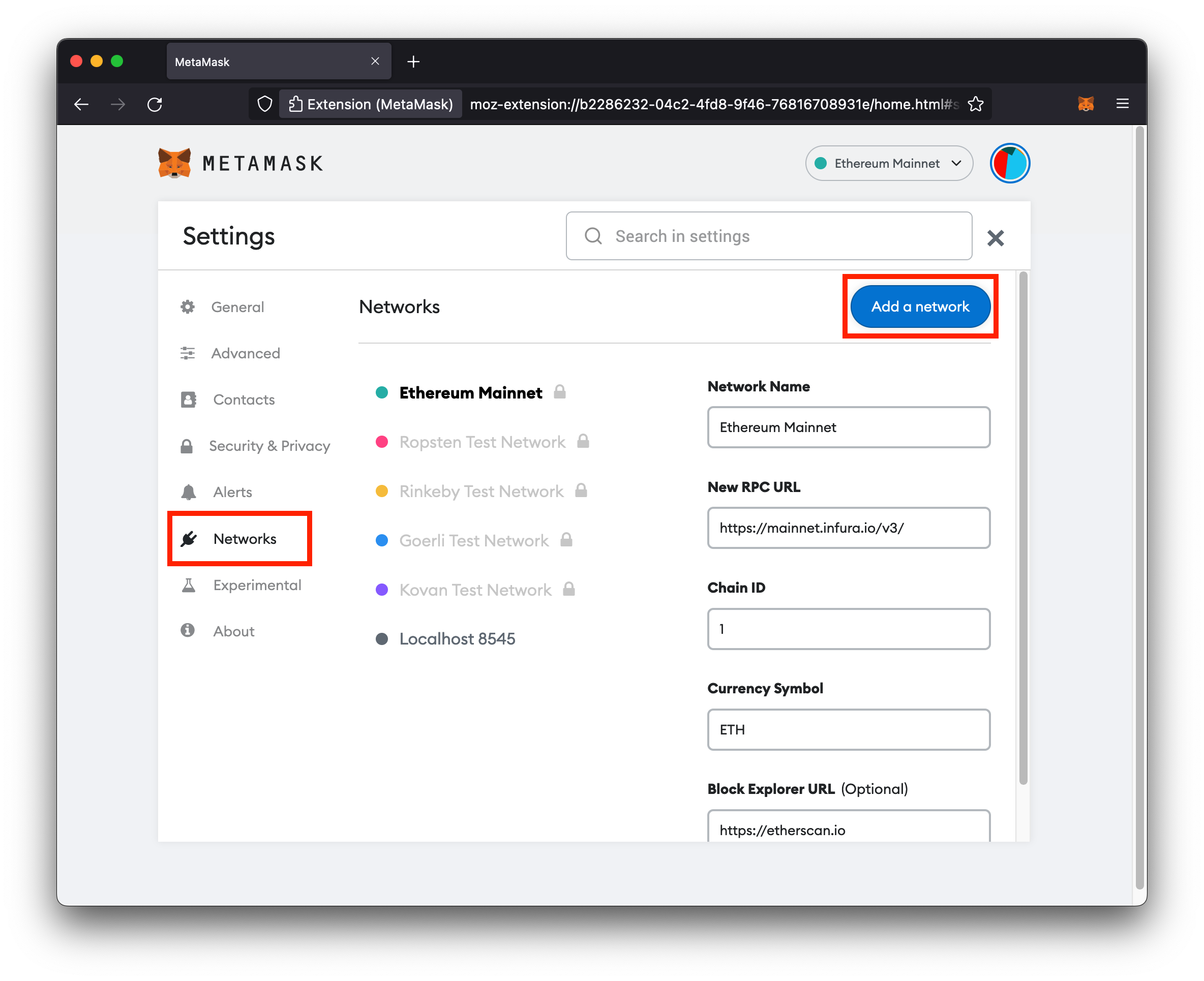 Metamask Add Network